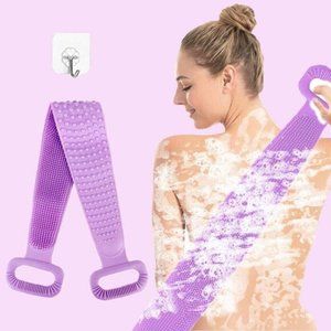 Silicone Back Scrubber For Shower Double Sided Bath Body 30" Purple